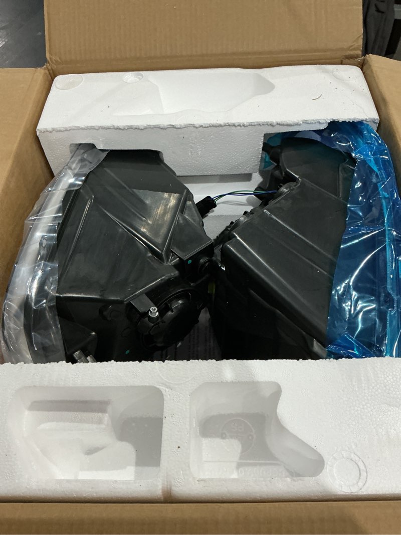 Condition photo showing As Is for headlights for 2009-2018 dodge ram 1500, for 2010-2018 dodge ram 2500 3500 with high/low beam bulbs, driver & passenger side(only fit quad-hole single headlight) a/chrome housing amber reflector clear lens oe replacement