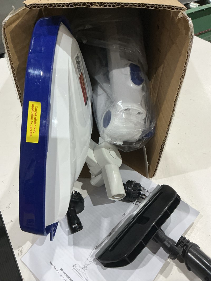 Condition photo showing Good Condition for 12-in-1 steam mop, fast 15-sec heat-up, 1500w detachable handheld steam cleaner with 2 dirt grip pads, removes 99.99% stubborn stains for hardwood floors, clothes, windows, tiles, furniture, white
