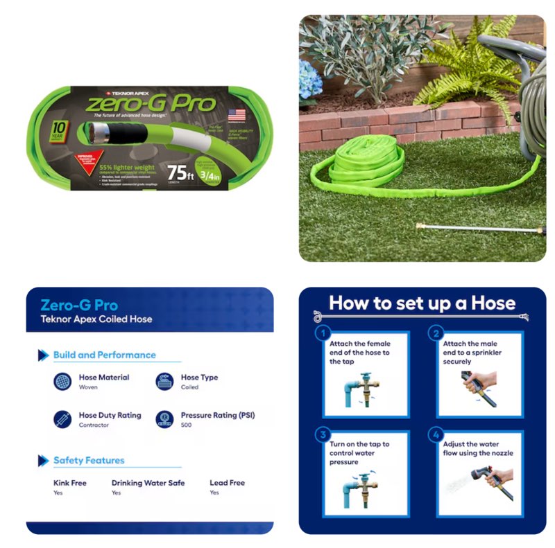 zero-g pro teknor apex 3/4-in x 75-ft contractor -duty kink free woven green