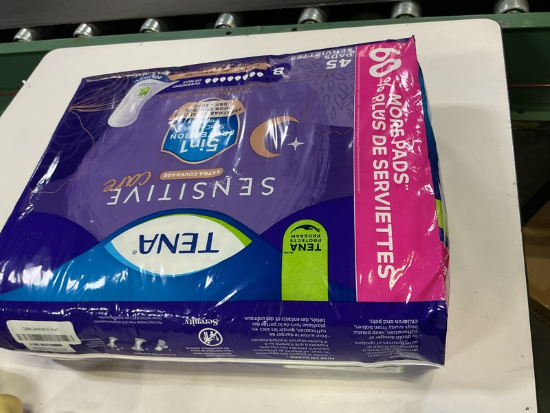 Condition photo showing New/Like New for tena intimates overnight pad, 45 count