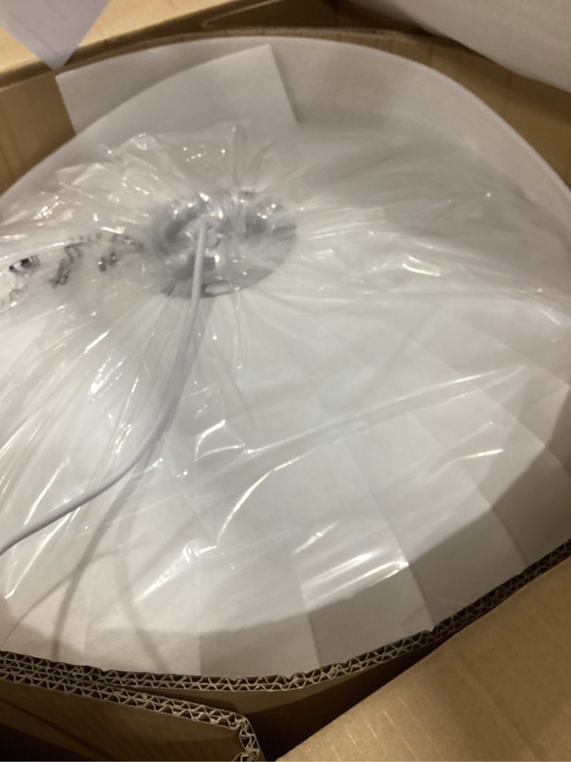 Condition photo showing Good Condition for large 23.6 inch lantern pendant light, white imitation silk lampshade, bubble pendant light, hanging lamp simple chandelier for living dinning room kitchen island bedroom restaurant cafe white 23.6in