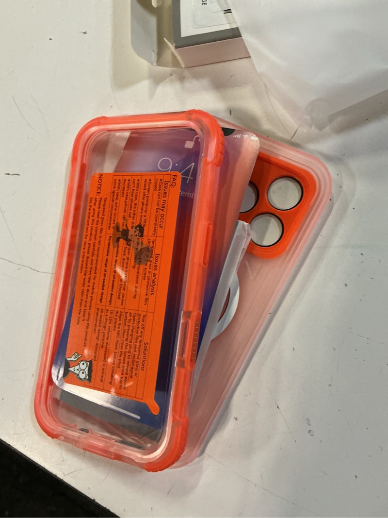 Condition photo showing Good Condition for for iphone 17 pro waterproof case with magsafe, built-in [camera & screen protector] [lanyard], ip68 water proof full body dustproof heavy duty frosted protective phone cover, 6.3" orange orange iphone 17 pro
