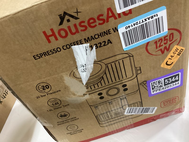 Condition photo showing Good Condition for casabrews cm5418 espresso machine 20 bar, compact espresso maker with steam milk frother, stainless steel coffee machine with 34oz removable water tank for cappuccino, gift for women or men, silver a-silver button