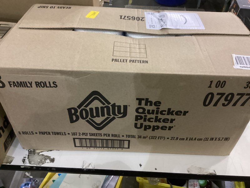 Condition photo showing New/Like New for Bounty the quicker picker upper 8 famil rolls