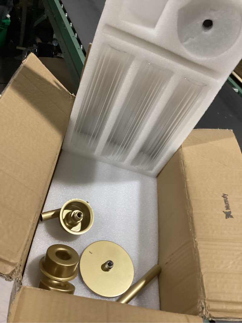 Condition photo showing Good Condition for similar to meanplan 12 pcs gold hurricane candle holders for table centerpiece, 4 sizes clear tall glass cylinder candle holder set, wedding table decor, metal candlestick holders for party dinner decor