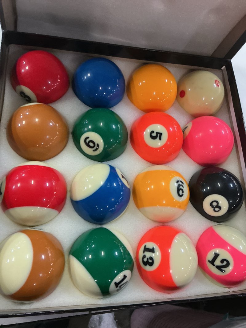 Condition photo showing Good Condition for japer bees billiard ball/pool ball set complete 16balls 2-1/4" regulation size&weight resin ball tournament tv