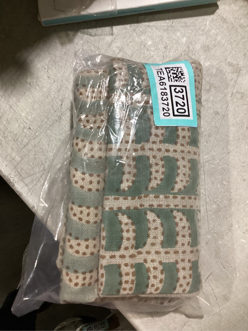 Condition photo showing Good Condition for 2 pillow cases.. hand block printed thick linen designer pillow cover - blue garud