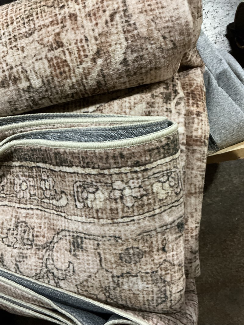 Condition photo showing As Is for ruugme washable 7x9 area rug - vintage area rugs with non slip backing stain resistant carpet for bedroom dining room indoor soft carpets home decor decoration mat 7x9 beige 7' x 9' (rectangular) beige