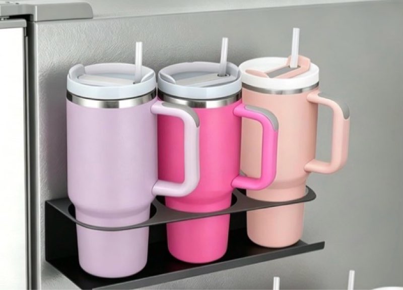 magnetic cup holder water bottle organizer for stanley tumbler, magnetic cup holder for fridge with 