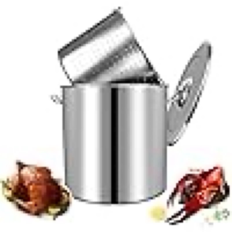 24-quart stainless steel seafood stockpot with basket, crawfish, crab, lobster boil stockpot, shrimp boil stock pot with strainer, turkey fryer pot,27l,7gallon