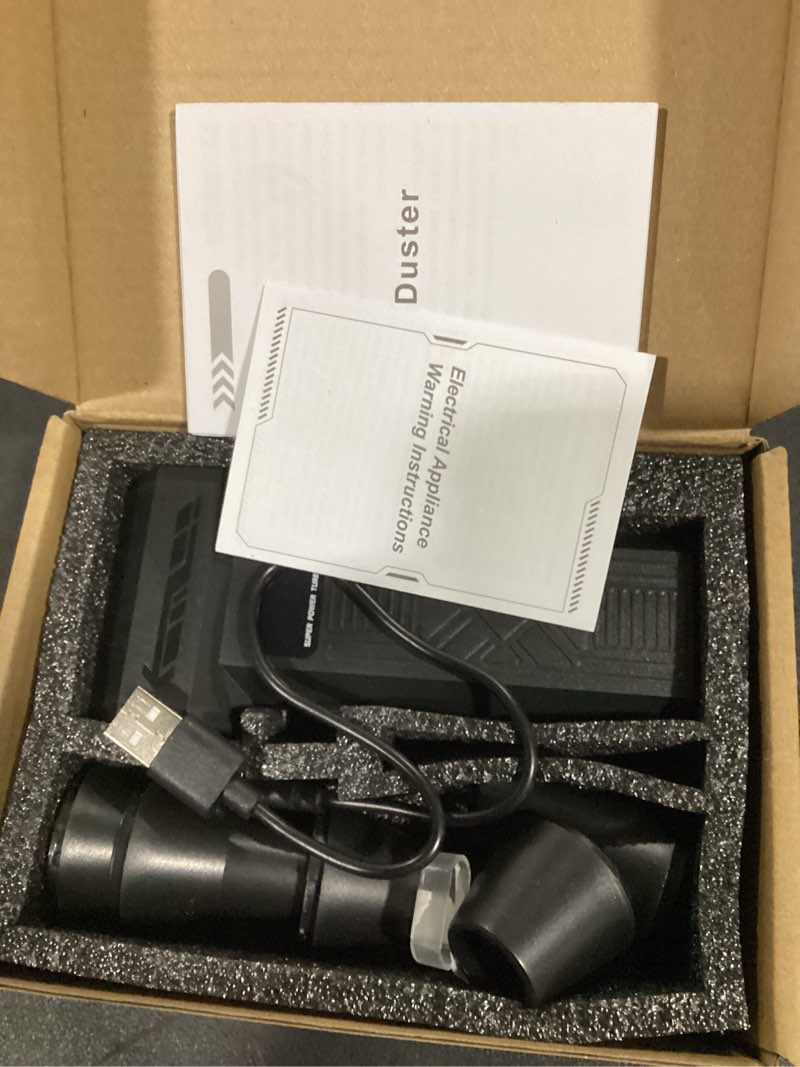 Condition photo showing New/Like New for peccode compressed air duster - rechargeable electric air blower for keyboard,camera,pc vents,car interiors & home,outdoor dusting - 280,000 rpm,5 nozzles,4 speeds,fast charging jet black