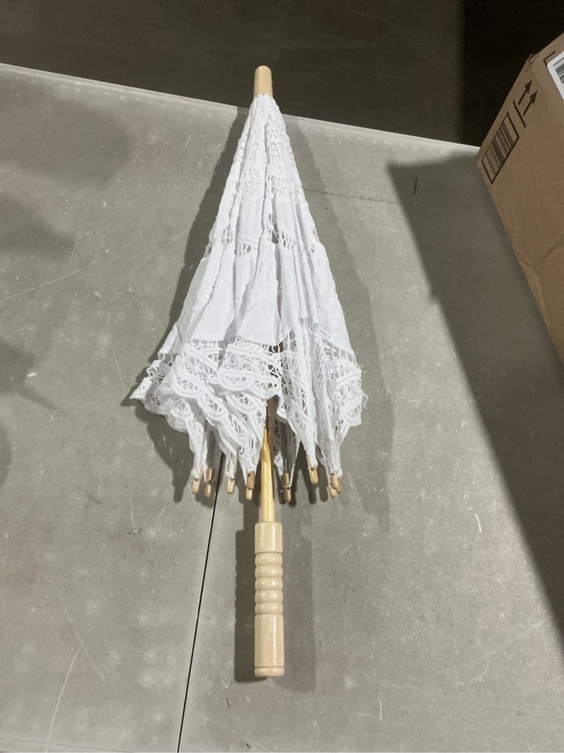 Condition photo showing Good Condition for ejoyous lace umbrella, vintage wedding lace embroidery bridal parasol for decoration, bride photo props, lady costume (large)