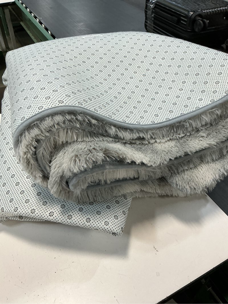 Condition photo showing As Is for Shag Area Rugs for Bedroom Living Room,8X10 Ultra Soft Fluffy Area Rugs for Dorm, Indoor Carpet Nursery Rugs for Kids Girls Room Home Decor,Tie-Dye Grey 8' x 10' (Rectangular) Mottling Grey