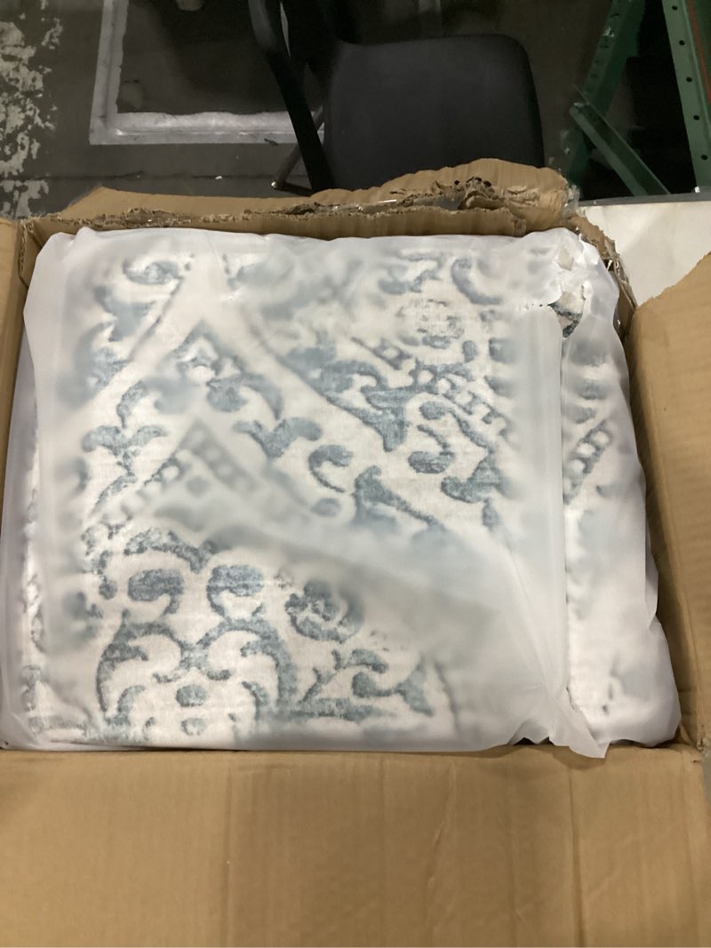 Condition photo showing New/Like New for 8x10 Area Rugs for Living Room, Stain Resistant Neutral Washable Rugs for Dining Room, Floral Vintage Non-Slip Thin Large Size Area Rug Light Blue 8' x 10' (Rectangular) Light Blue