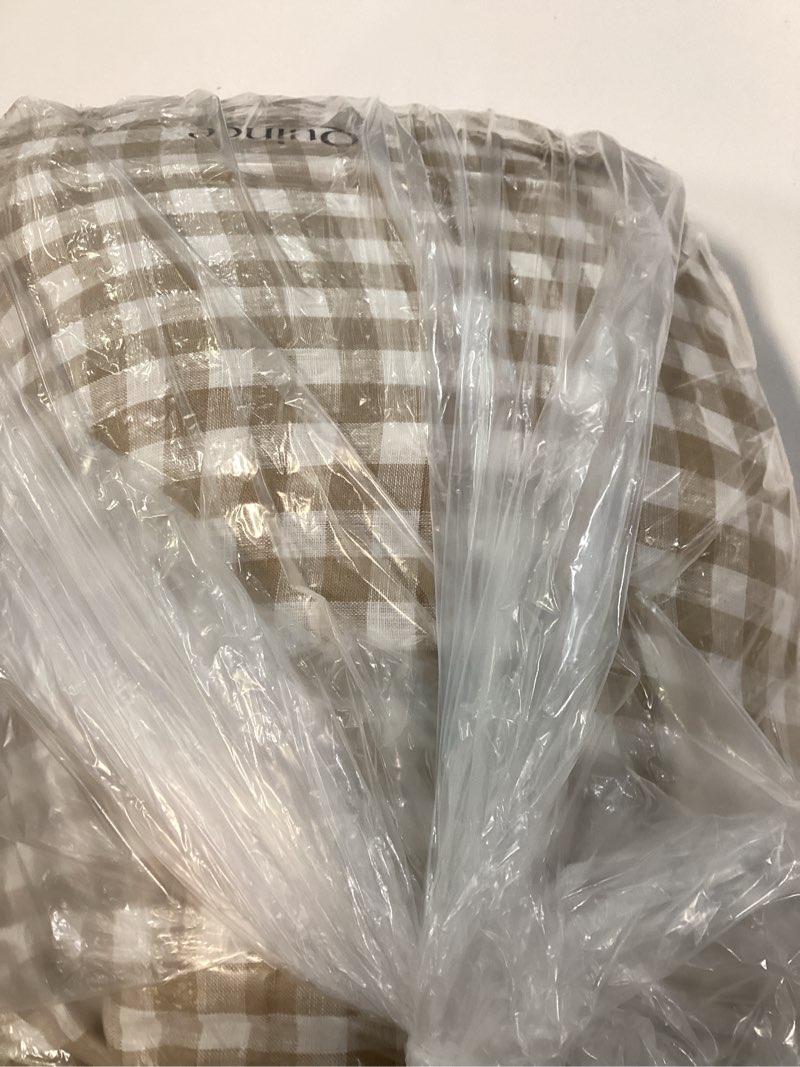Condition photo showing New/Like New for european linen sheet set, king, cafe gingham