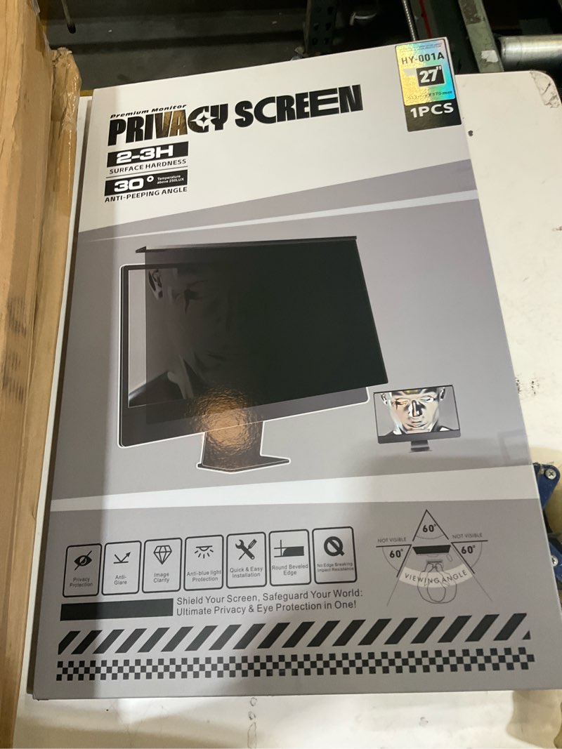 Condition photo showing Good Condition for magnetic privacy screen for frameless computer monitor 27 inch 16:9 aspect ratio,hanging blue light screen protector eye protection anti-spy shield, 27in removable privacy filter