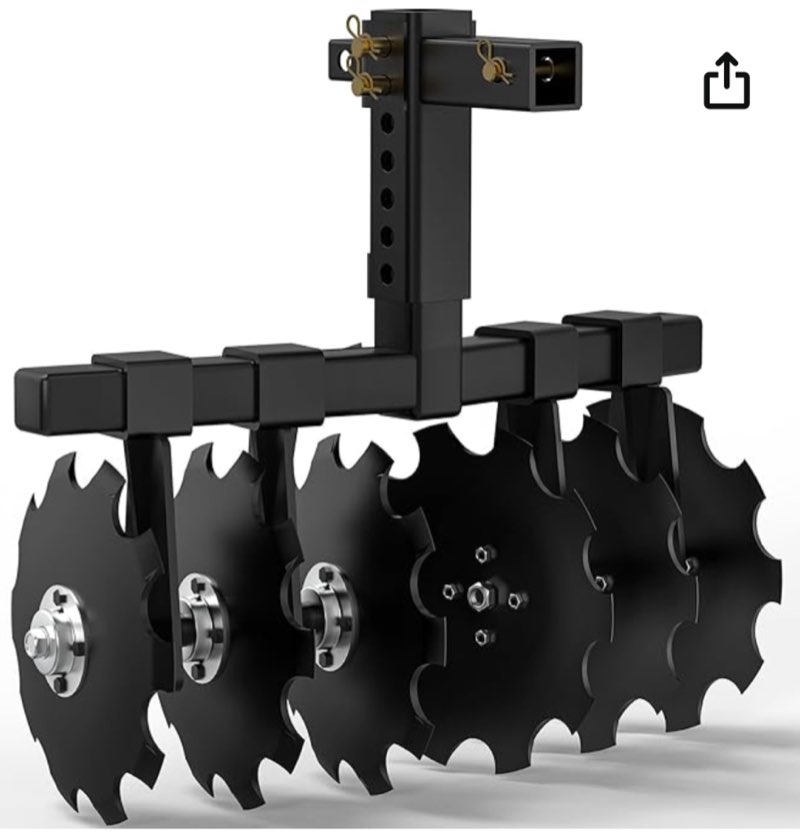 yintatech 28" tractor disc plow harrow with 2" receiver, pull behind tiller for atv, black