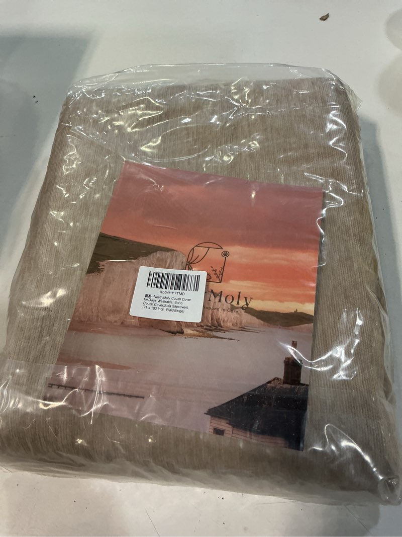 Condition photo showing New/Like New for Couch Cover for 2 Cushion Couch Sofa Pet Friendly, Boho Sectional L Shaped Sofa Cover Washable for Dogs Cats Kids, Leather Furniture Protector Slipcover Decor for Living Room, 71"x102" 71"x102" Boho Orange