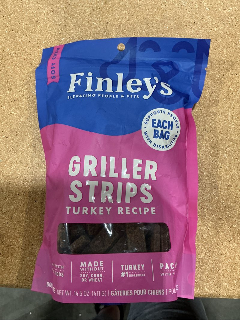 Condition photo showing New/Like New for best by 4/27/finley's turkey griller strips for dogs, jerky-style dog treats with real ingredients for all breeds and sizes, 14.5oz, 1 pack turkey 14.5 ounce (pack of 1)
