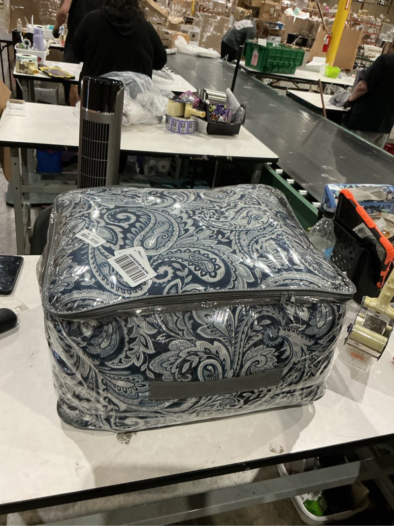 Condition photo showing New/Like New for madison park aubrey cozy comforter set, faux silk jacquard paisley design - all season down alternative bedding with cotton bed sheets, bed skirt & toss pillows, king navy 12 piece navy biab 12pcs king comforter set