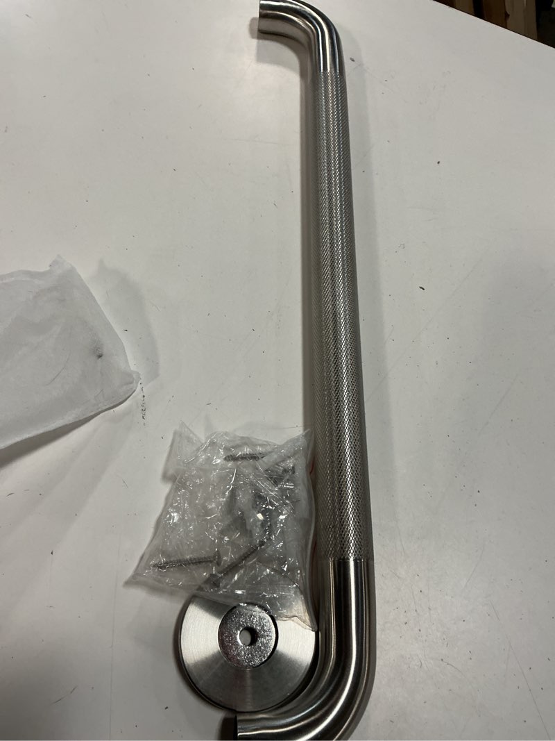 Condition photo showing As Is for 24 inch shower grab bar, anti slip grab bar for bathtubs showers toilet, safety stainless steel shower handles hand rail for senior, elderly, handicap, pregnant, children