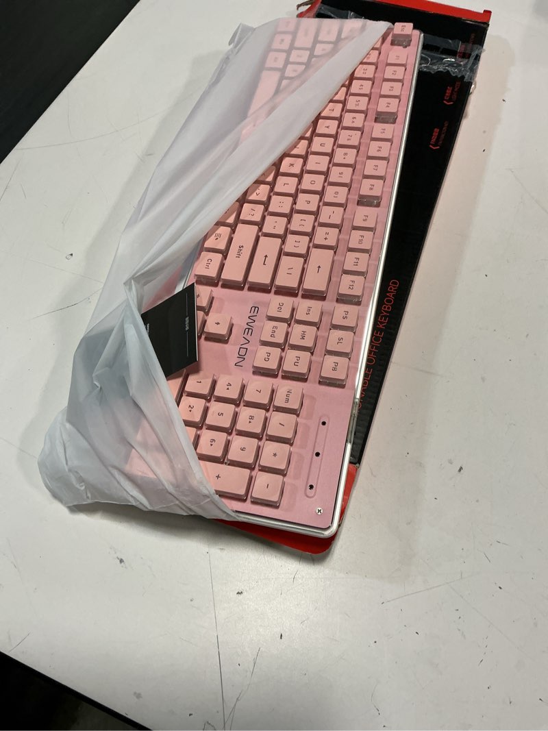Condition photo showing Good Condition for EWEADN X7S Wireless Keyboard with White Backlit, Metal Panel, 2.4G Rechargeable Computer Keyboard Silent Light up Full Size Cute Keyboards for Win & MAC - Pink