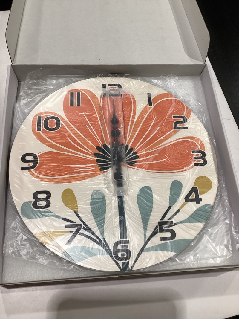 Condition photo showing Good Condition for large wall clock for living room - boho wall clocks battery operated 16 inch - home rustic wall clock non ticking for bedroom bathroom kitchen decor boho orange 16 inch