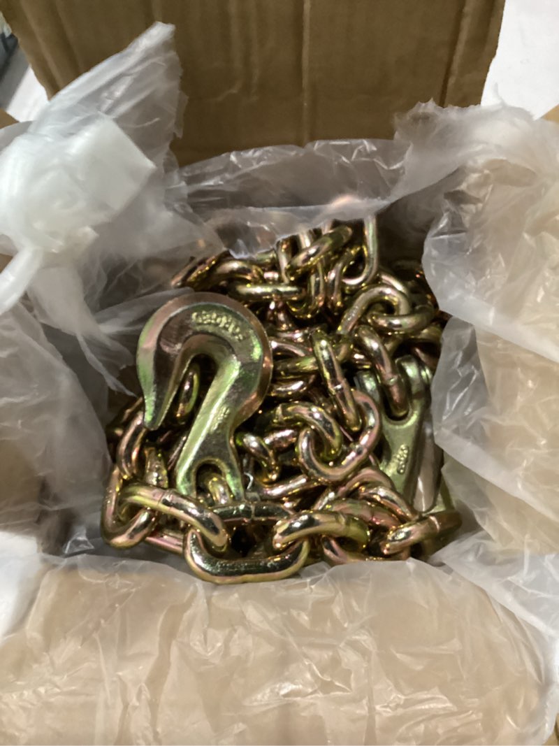 Condition photo showing New/Like New for transport chains grade 70 chain 3/8'' x 10 foot with clevis grab hooks 6,600 pound safe working load binder chain (1pack)