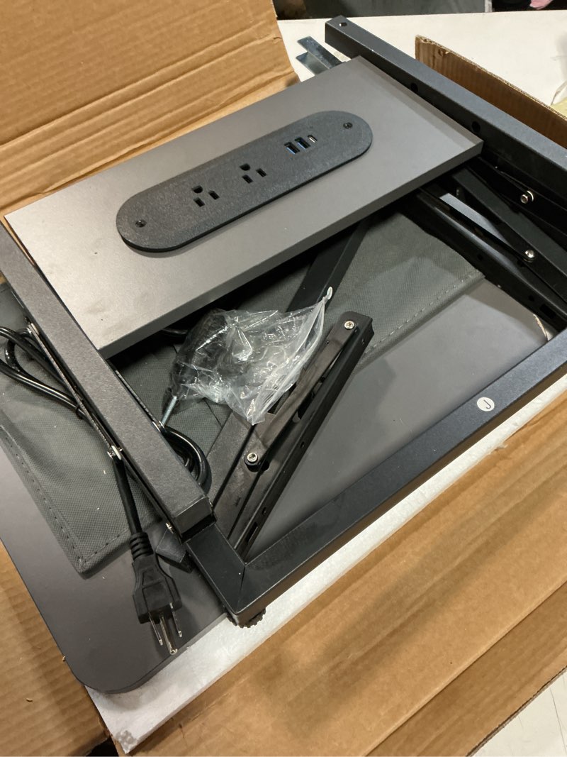 Condition photo showing Good Condition for HLDIRECT C Shaped End Table with Charging Station, Couch Side Table with Storage Bag, Height-Adjustable and Foldable TV Tray with 2 USB Ports and Outlets for Living Room, Bedroom, Gray