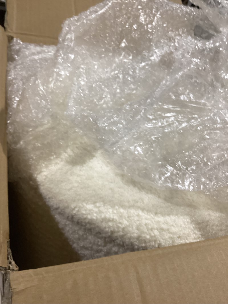 Condition photo showing Good Condition for B FSOBEIIALEO Storage Ottoman Round Boucle Ottomans with Tray, Set of 2 Teddy Foot Rest Ottoman Cube with Storage for Living Room, Cream White 15"x15"x16.9"
