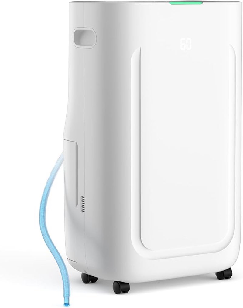 2025upgraded 5000 sq.ft 80 pint dehumidifier for basements with large 6.5l water tank,24h timer,child lock,defrost,silent,mold,4 modes operation auto shut-off