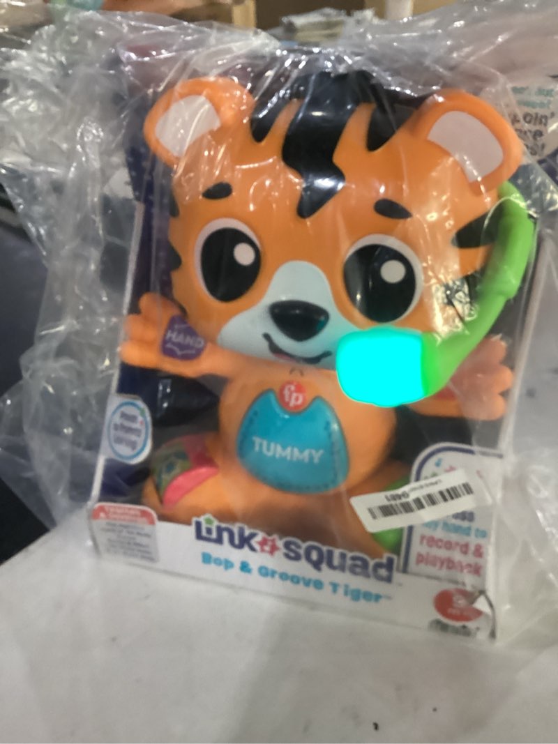 Condition photo showing Good Condition for fisher-price baby learning toy link squad bop & groove tiger with music & lights for ages 9+ months, compatible only with link squad items