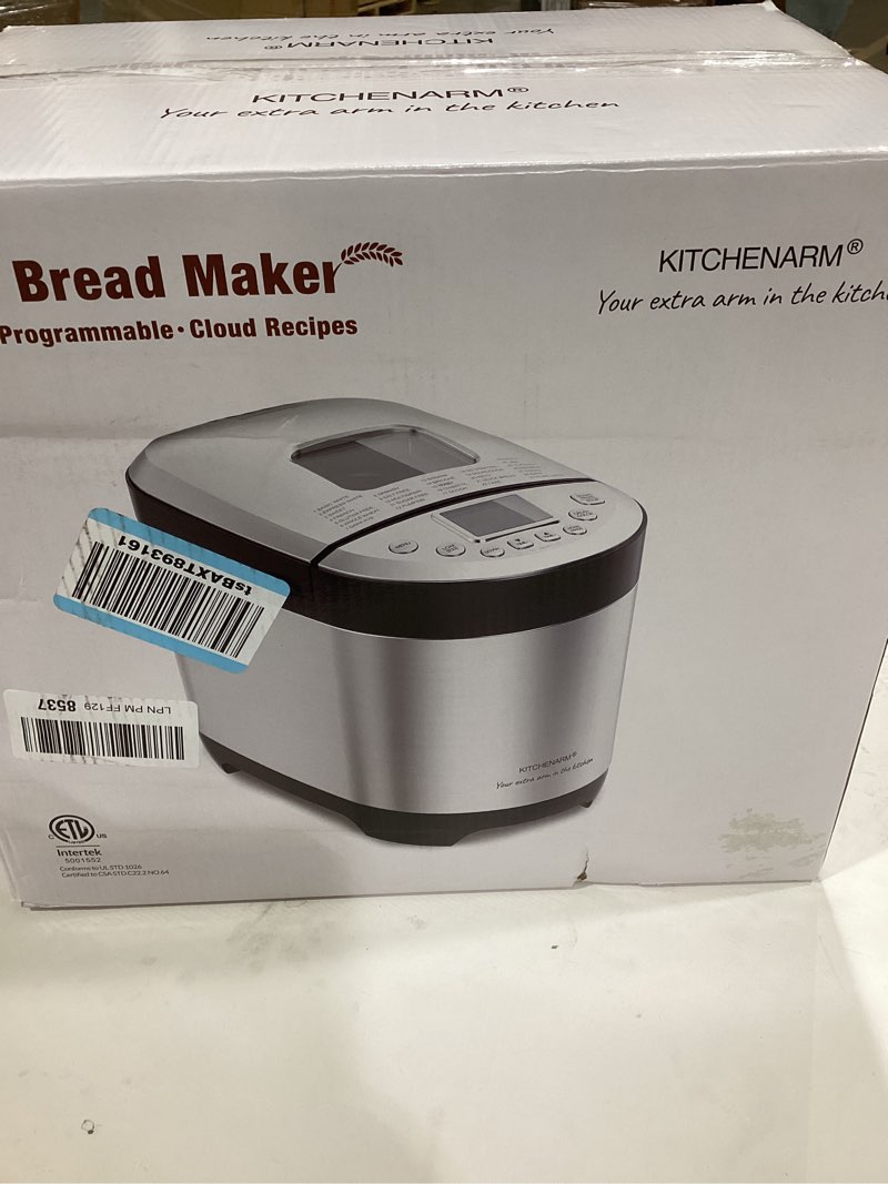 Condition photo showing Good Condition for KITCHENARM 29-in-1 SMART Bread Machine with Gluten Free Setting 2LB 1.5LB 1LB Bread Maker Machine with Homemade Cycle - Stainless Steel Breadmaker with Recipes Whole Wheat Bread Making Machine 29 Programs - 3 Loaf Sizes - 3 Crust Colors Stainless Steel