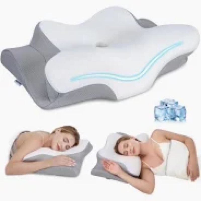 Cervical Neck Pillow, Memory Foam Pillows for Neck and Shoulder. Ergonomic Pillow with Breathable Ice Silk Cover
