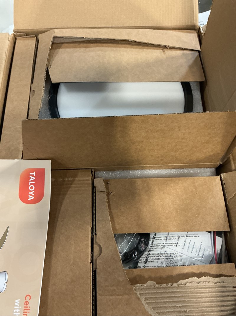 Condition photo showing New/Like New for taloya ceiling fans with lights and remote, 46 inch low profile ceiling fan with light, flush mount, reversible, 3cct, dimmable modern ceiling fan for bedroom, living room, outdoor patio, black gold black gold 46inch nightlight