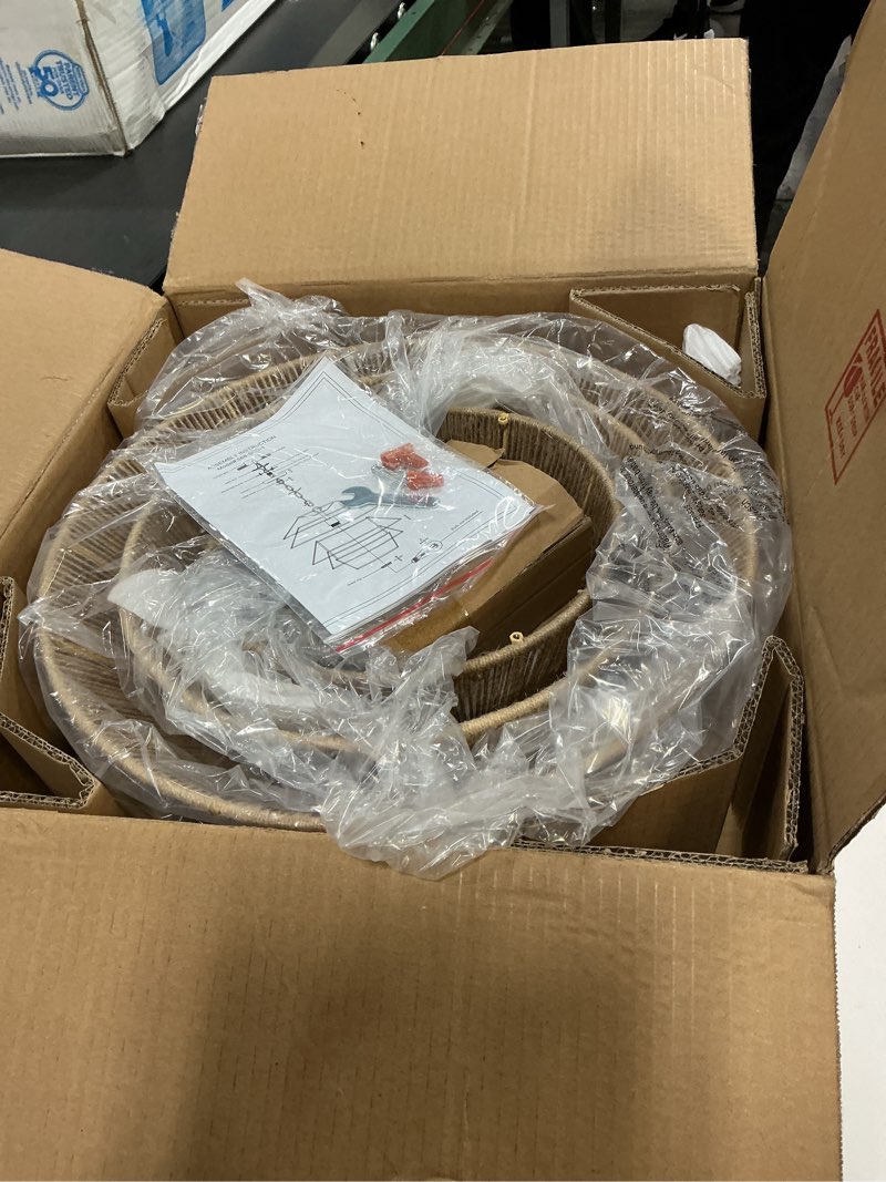 Condition photo showing Good Condition for 18” Boho Pendant Light Hand Woven Adjustable Brass Coastal Chandelier for Kitchen Island Dining Living Room Entryway Foyer, UL Listed