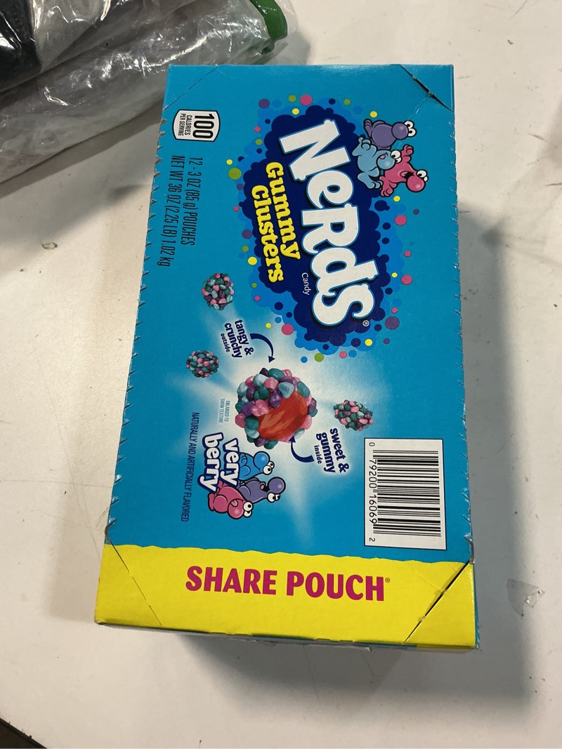 Condition photo showing New/Like New for (By 12-08-2026)Nerds Gummy Clusters Candy, Very Berry, 3 Ounce (Pack of 12) Very Berry 3oz (Pack of 12)