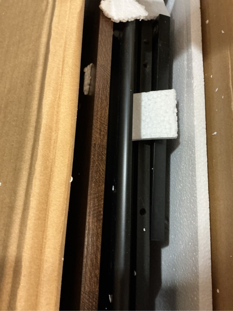 Condition photo showing As Is for ChooChoo Rustic End Table, 24" Large Sofa Side Table with Charging Station & LED Light, Black Nightstand with Adjustable Storage Shelf, Square Bedside Table for Living Room, Bedroom, Office Black&espresso 1