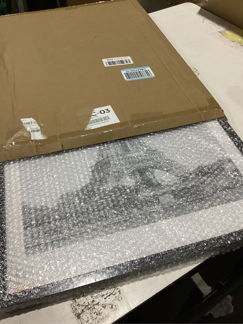Condition photo showing As Is for upsimples 18x24 picture frame, display pictures 16x20 with mat or 18 x 24 without, wall hanging poster frames, black, 1 pack black 18x24