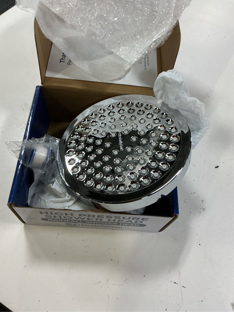 Condition photo showing Good Condition for high pressure shower head - anti-clogging silicone nozzles - 2.5 gpm removable restrictor - easy to clean adjustable replacement - easy to install with plumbers tape - 6 inch - classic chrome finish chrome 2.5gpm
