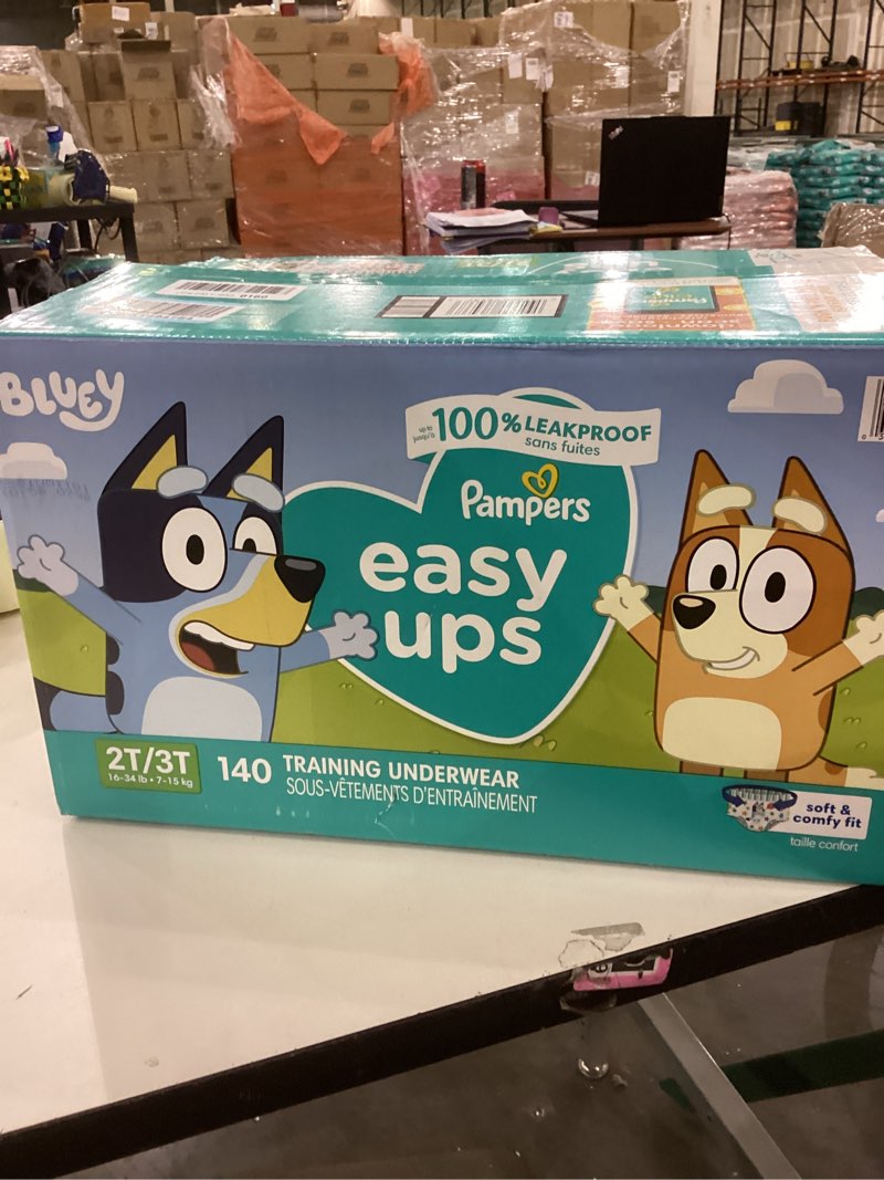 Condition photo showing New/Like New for Pampers Training Pants - Easy Ups Boys & Girls Bluey - Size 2T-3T, 140 Count, Children's Potty Underwear (Packaging May Vary) 2T-3T 140