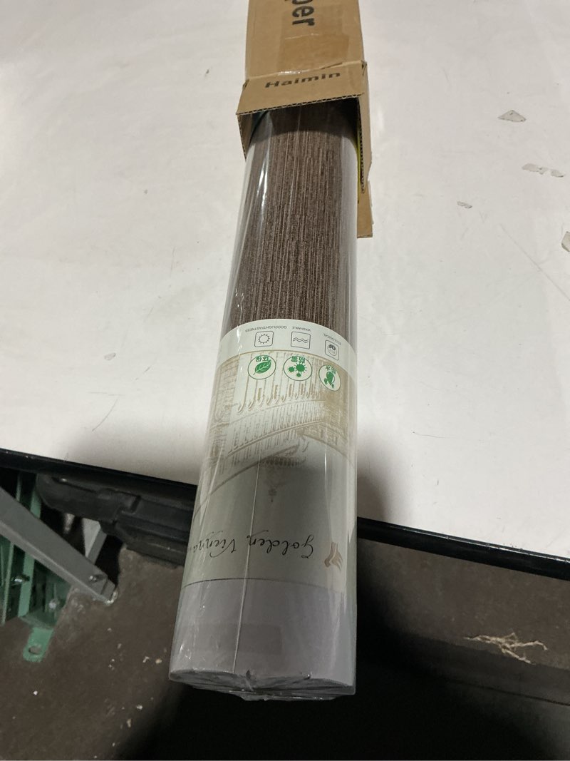 Condition photo showing Good Condition for Haimin Grasscloth Wallpaper Peel and Stick 20.9in X 393in Fabric Contact Paper Wall Paper Textured Wallpaper Horizontal Stripes Look Self-Adhesive Thick Vinyl Embossed (Dark Brown)