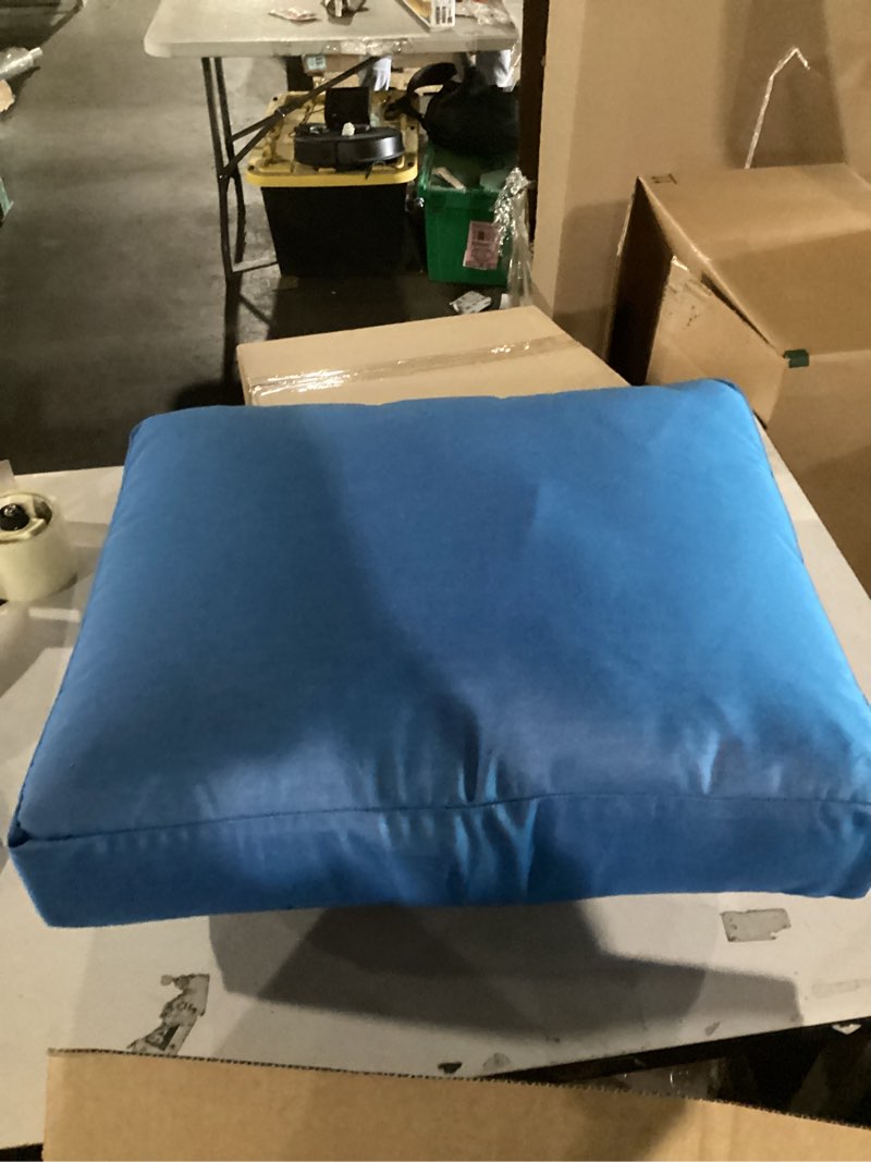 Condition photo showing Good Condition for eddie bauer sunbrella® fabric 1-piece outdoor louge chair cushion, 23" w x 27" l, canvas regatta canvas regatta 23"w x 27"l