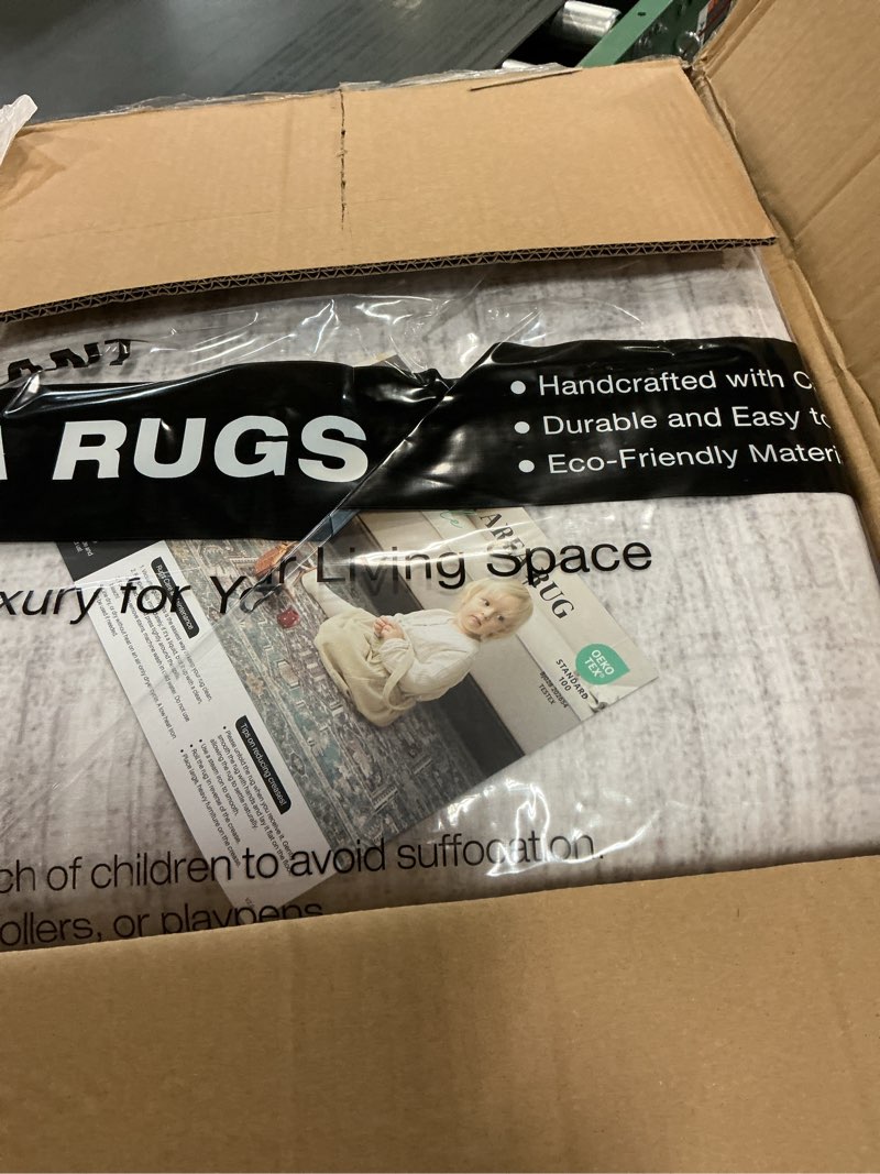 Condition photo showing Good Condition for witshock washable rugs 8x10 modern area rugs, thin rug for living bedroom dining room nursery kitchen office, wave striped rugs indoor carpet soft non slip stain resistant home decor, beige 8' x 10' (rectangular) beige