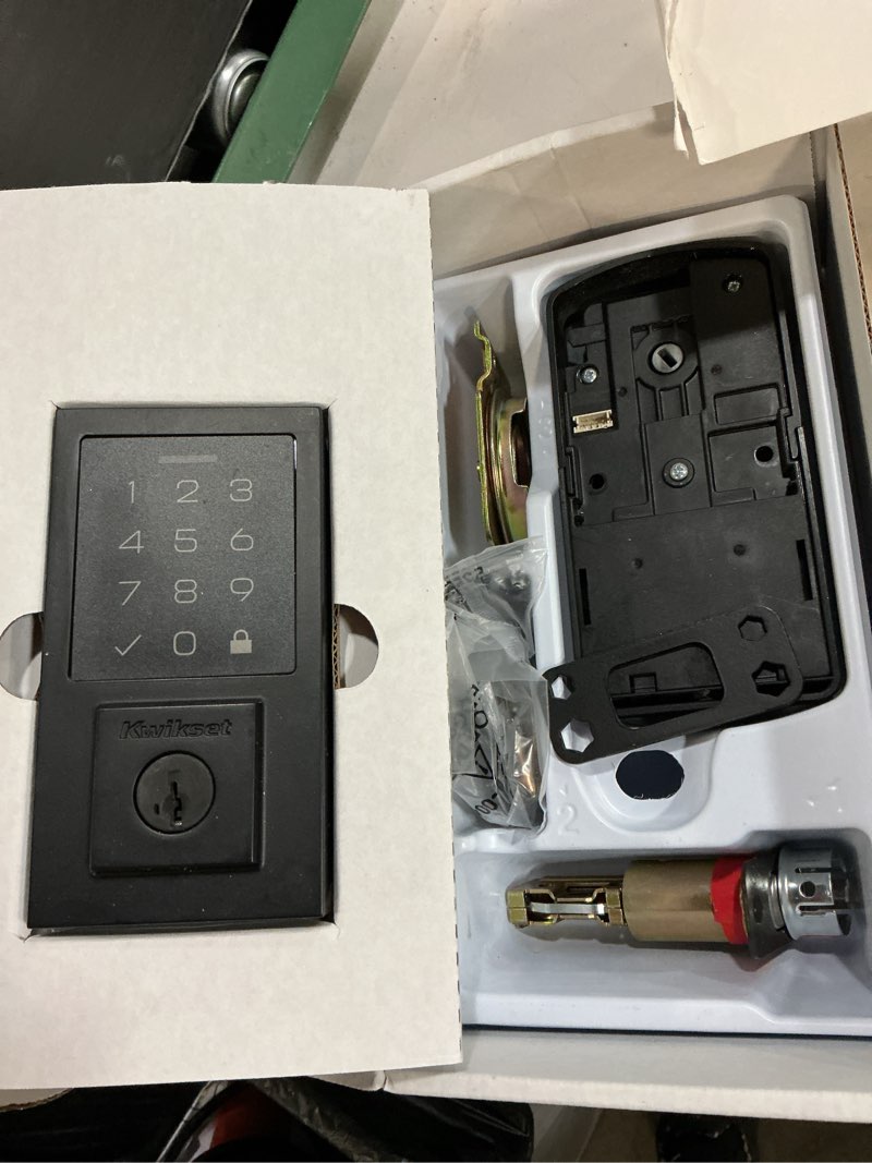 Condition photo showing Good Condition for kwikset 270 smartcode matte black metal electronic touch pad deadbolt