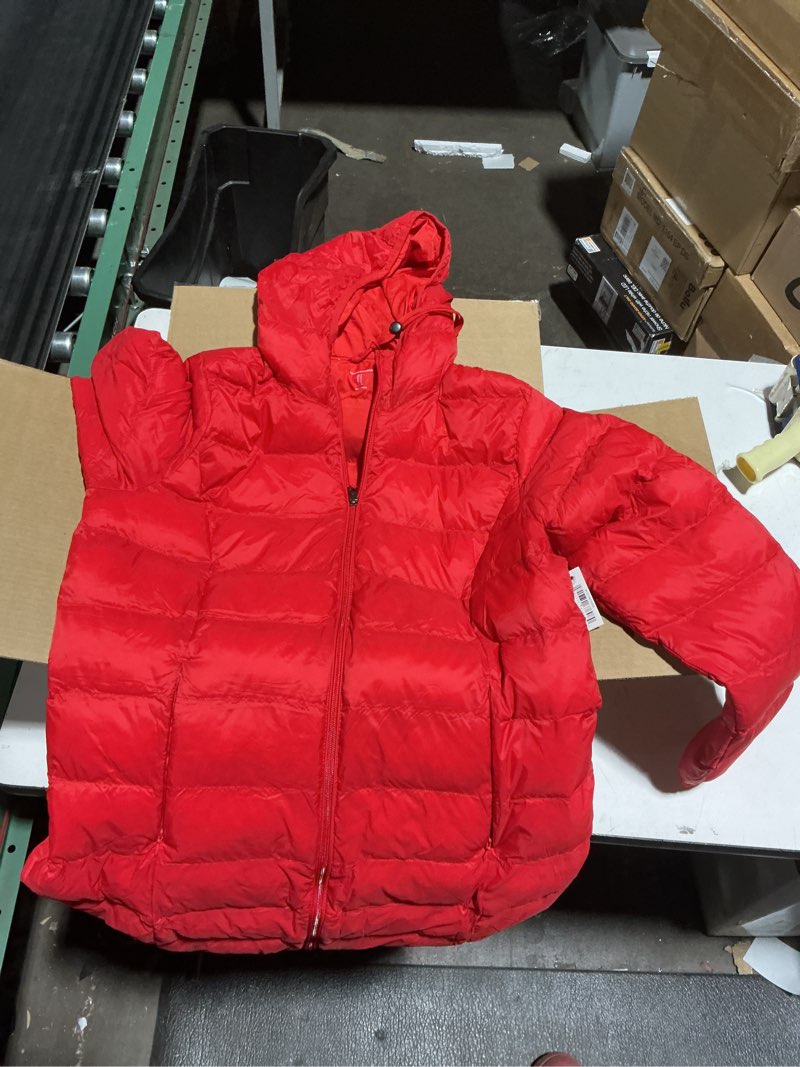 Condition photo showing Good Condition for Amazon Essentials Women's Lightweight Water-Resistant Hooded Puffer Coat (Available in Plus Size) Large Red