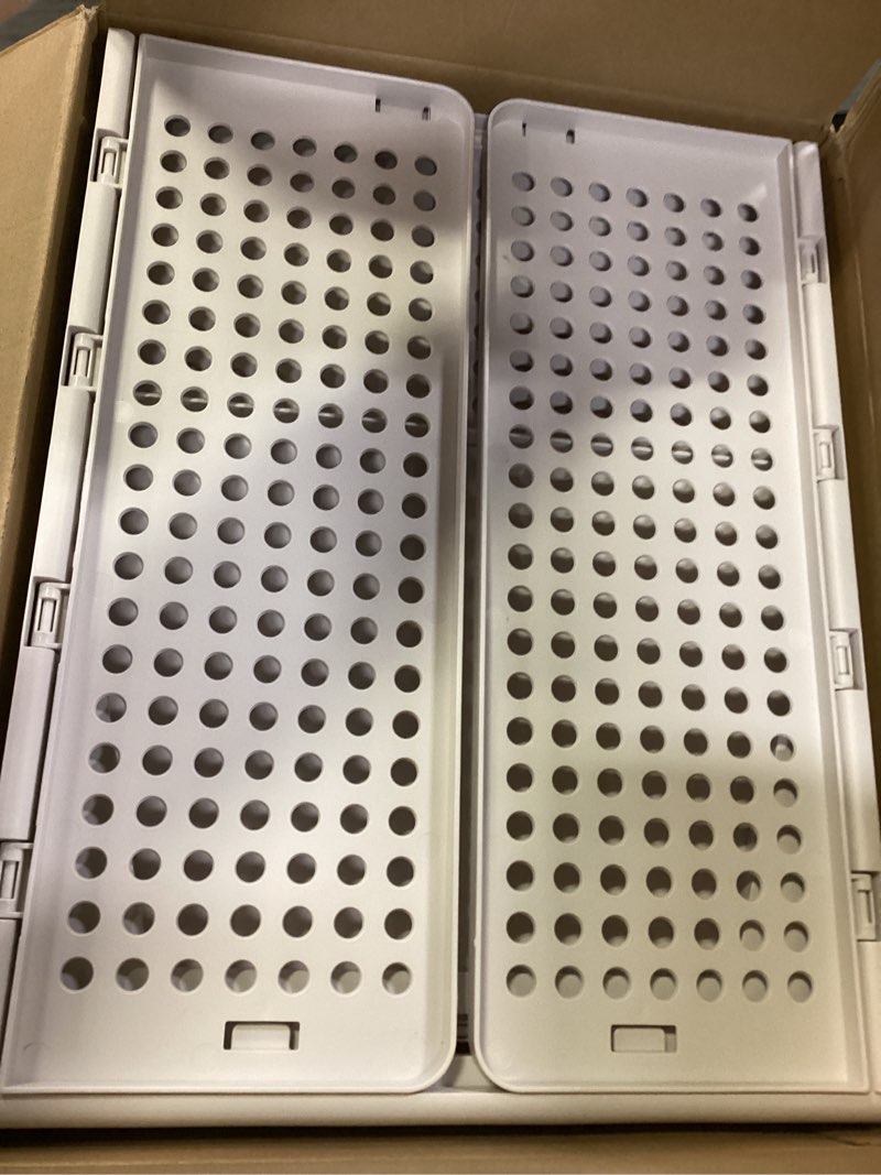 Condition photo showing Good Condition for 5 Pack Stackable Closet Storage Basket - Stackable Storage Bins, Multifunctional & Foldable Closet Organizer Waterproof, Wardrobe Cupboard Space-Saving Hat Storage Drawer Organizer, White White 5 Pack White