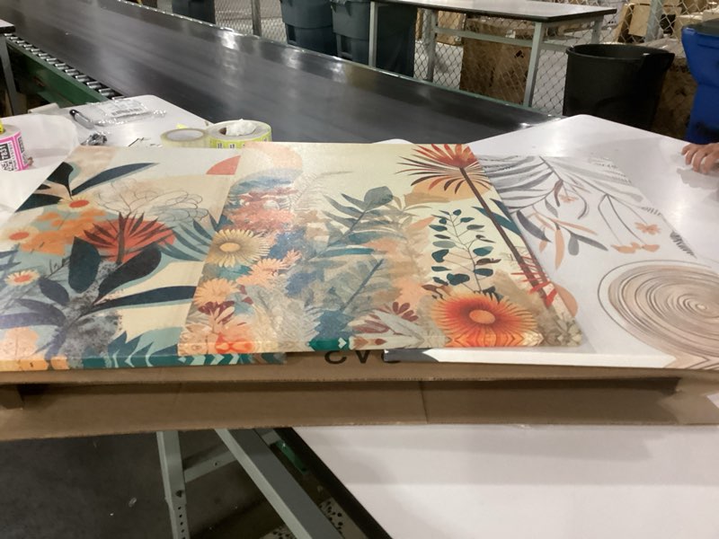 Condition photo showing Good Condition for 3 pcs orange boho plants canvas wall art burnt orange botanical wall decor pictures abstract floral poster prints paintings for bedroom office dining kitchen home decoration bohemian plants 16x24in-canvas