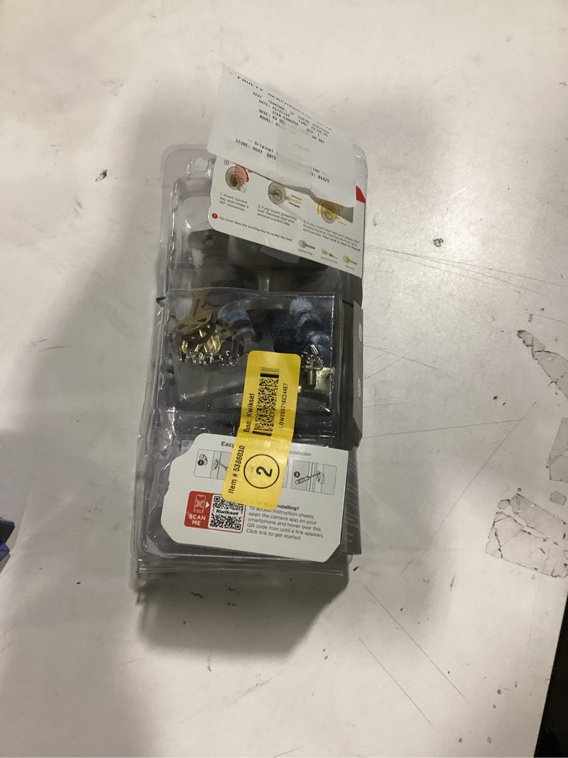 Condition photo showing As Is for Kwikset Cove Satin Nickel Exterior Keyed Entry Door Knob ft. SmartKey Security