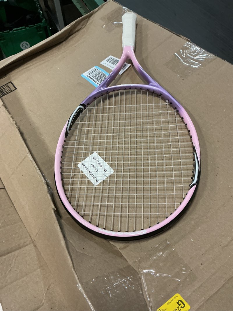 Condition photo showing As Is for senston 19" 23" 25" kids junior tennis racquet for kids children boys girls tennis rackets with racket cover pink 23 inch